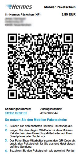 hermes paket qr code|Hermes mobiler paketschein online.